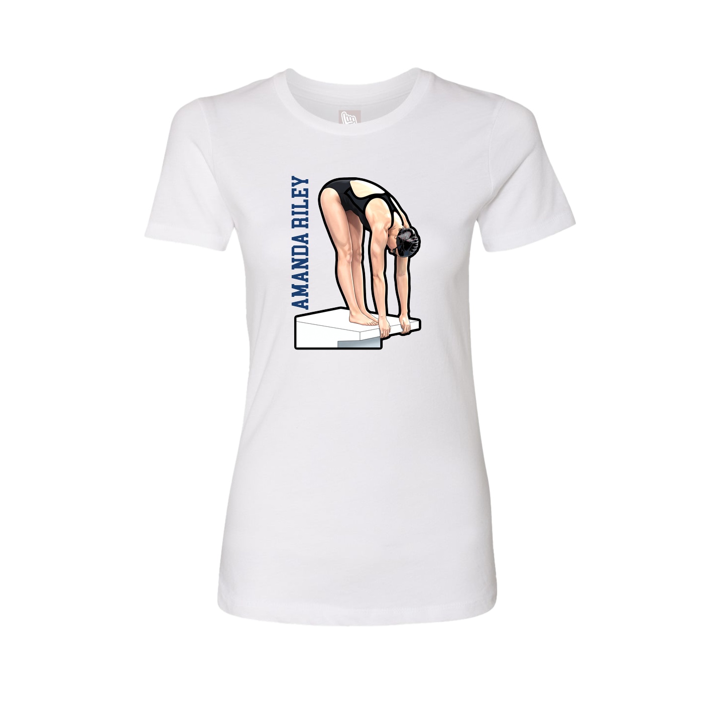 Fitted Women's Tee — Name Vertical in White