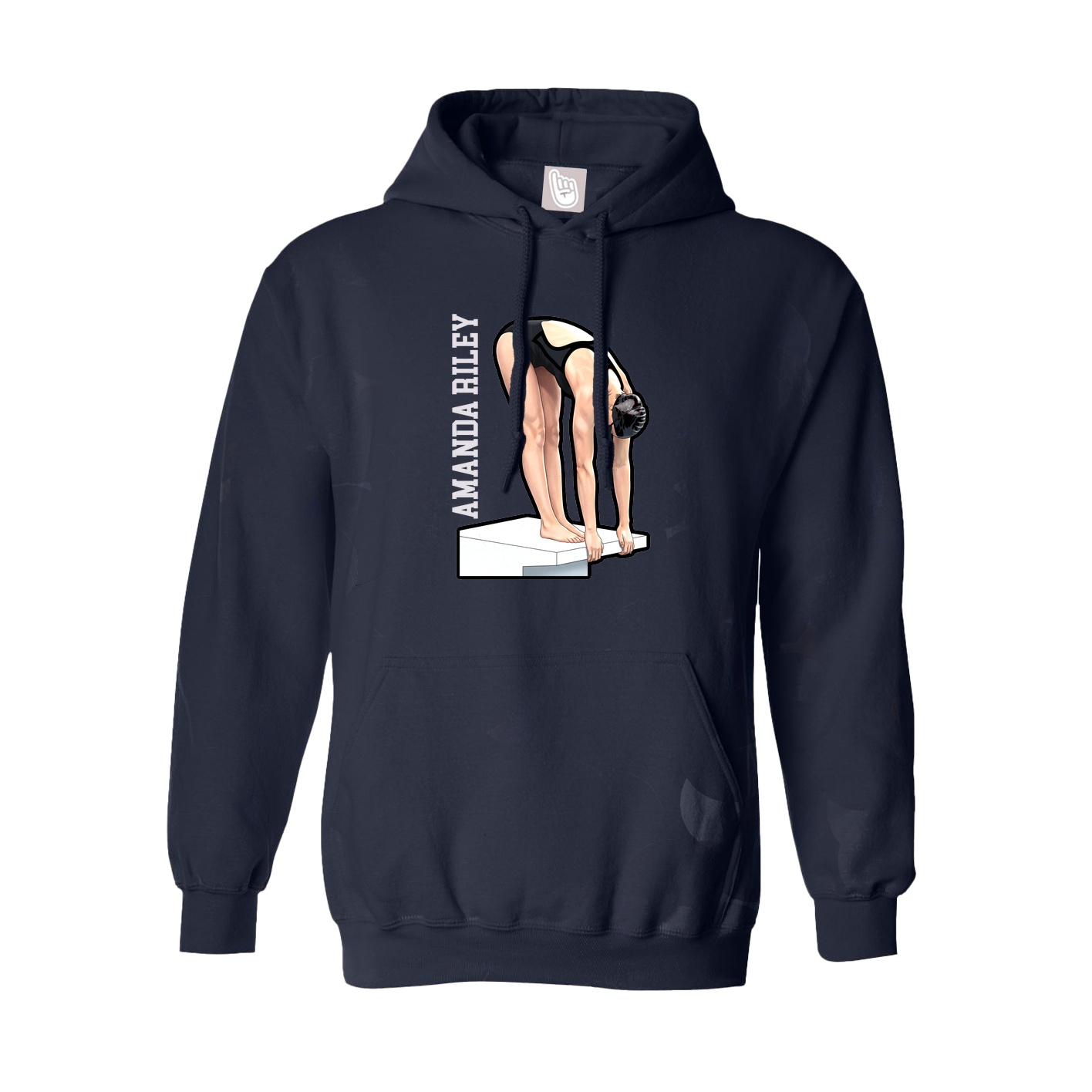 Hoodie — Name Vertical in Navy
