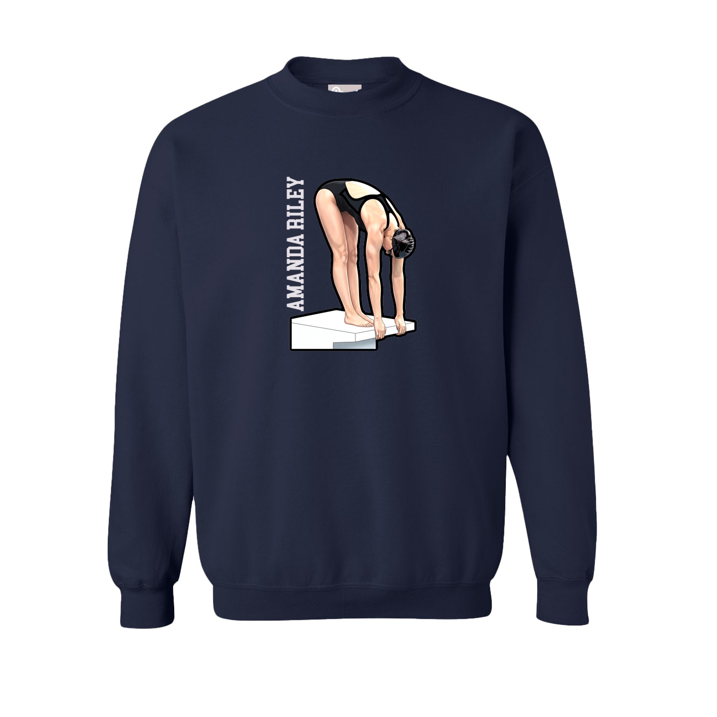 Fleece Crew — Name Vertical in Navy