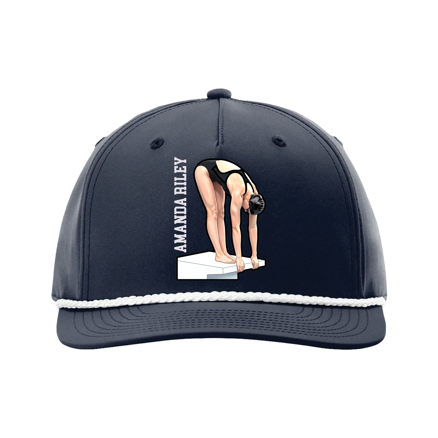 Five-Panel Classic Rope Cap — Name Vertical in Navy