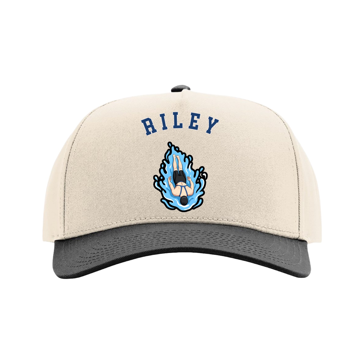 Full Fabric Five-Panel Champ Cap — Shirsey Arch in Cream/Black