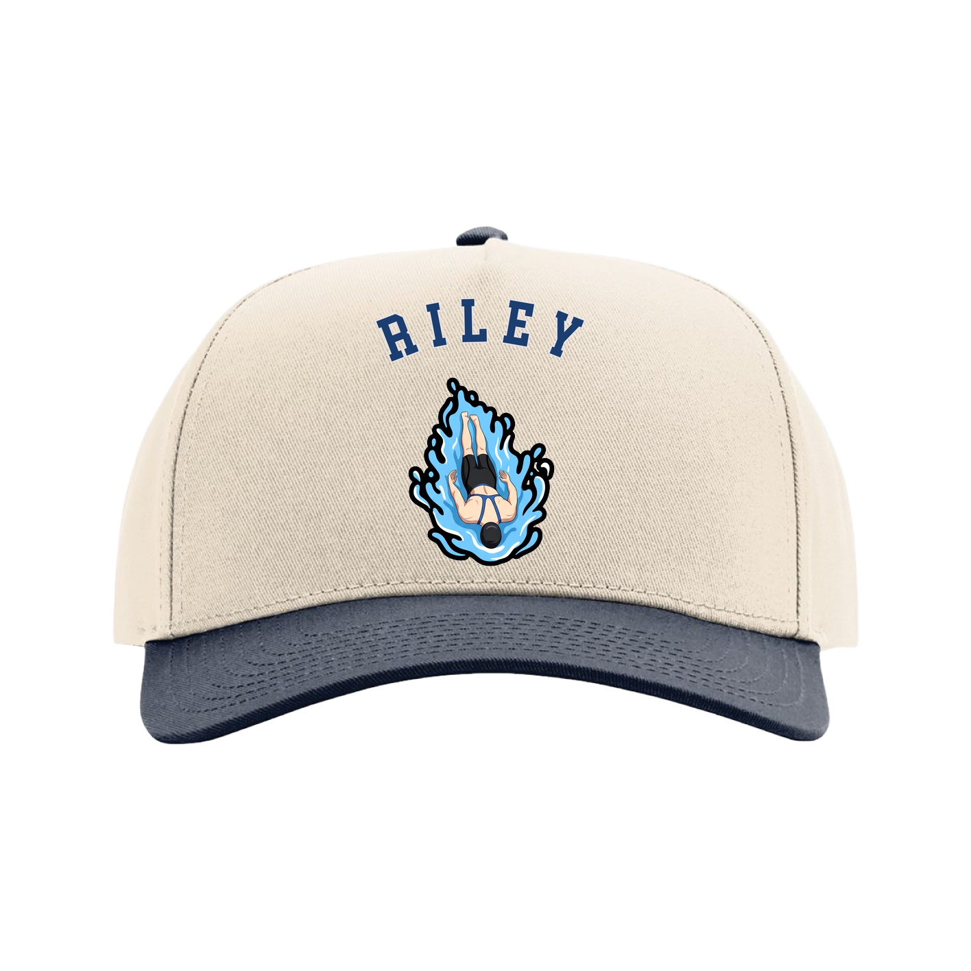 Full Fabric Five-Panel Champ Cap — Shirsey Arch in Cream/Navy