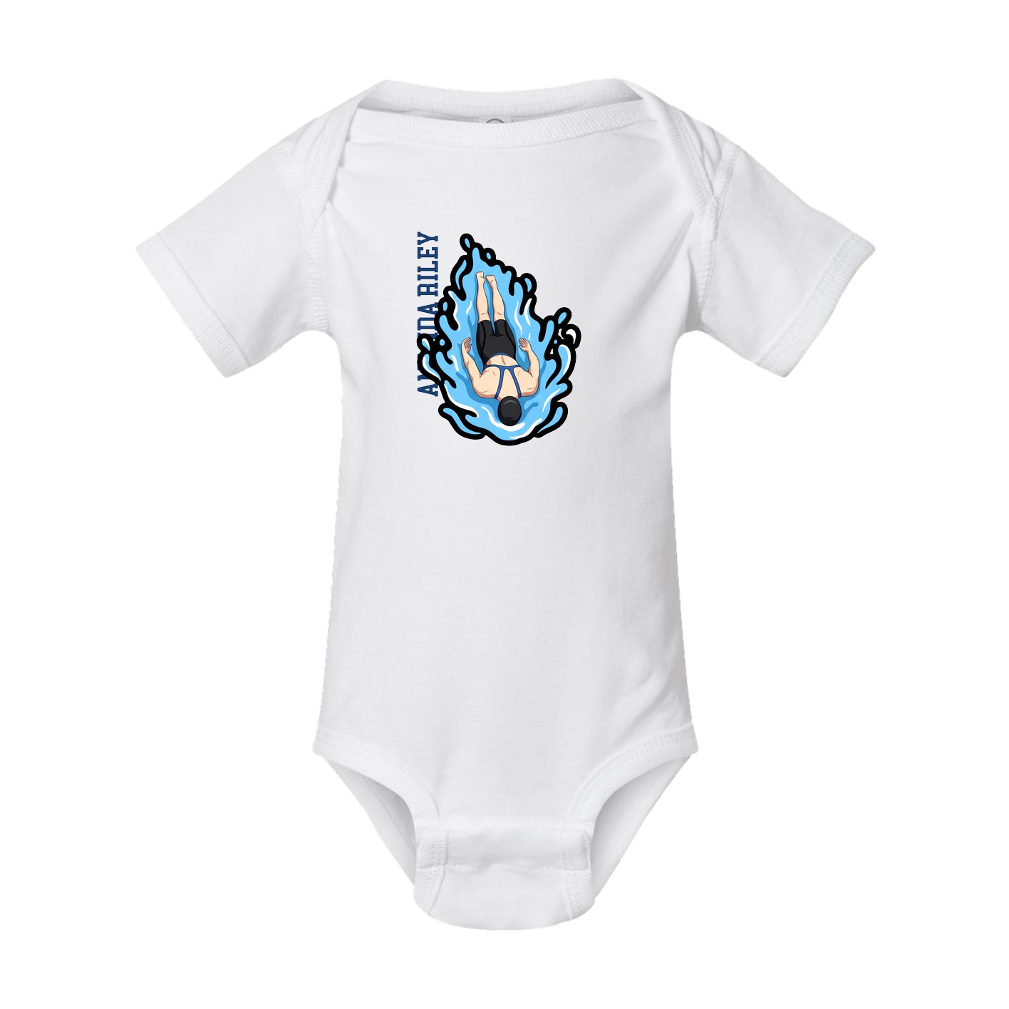 Baby Onesie — Name Vertical in White