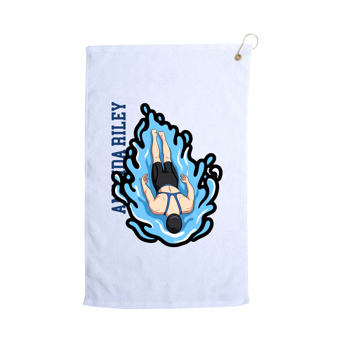 Golf Towel — Name Vertical in White