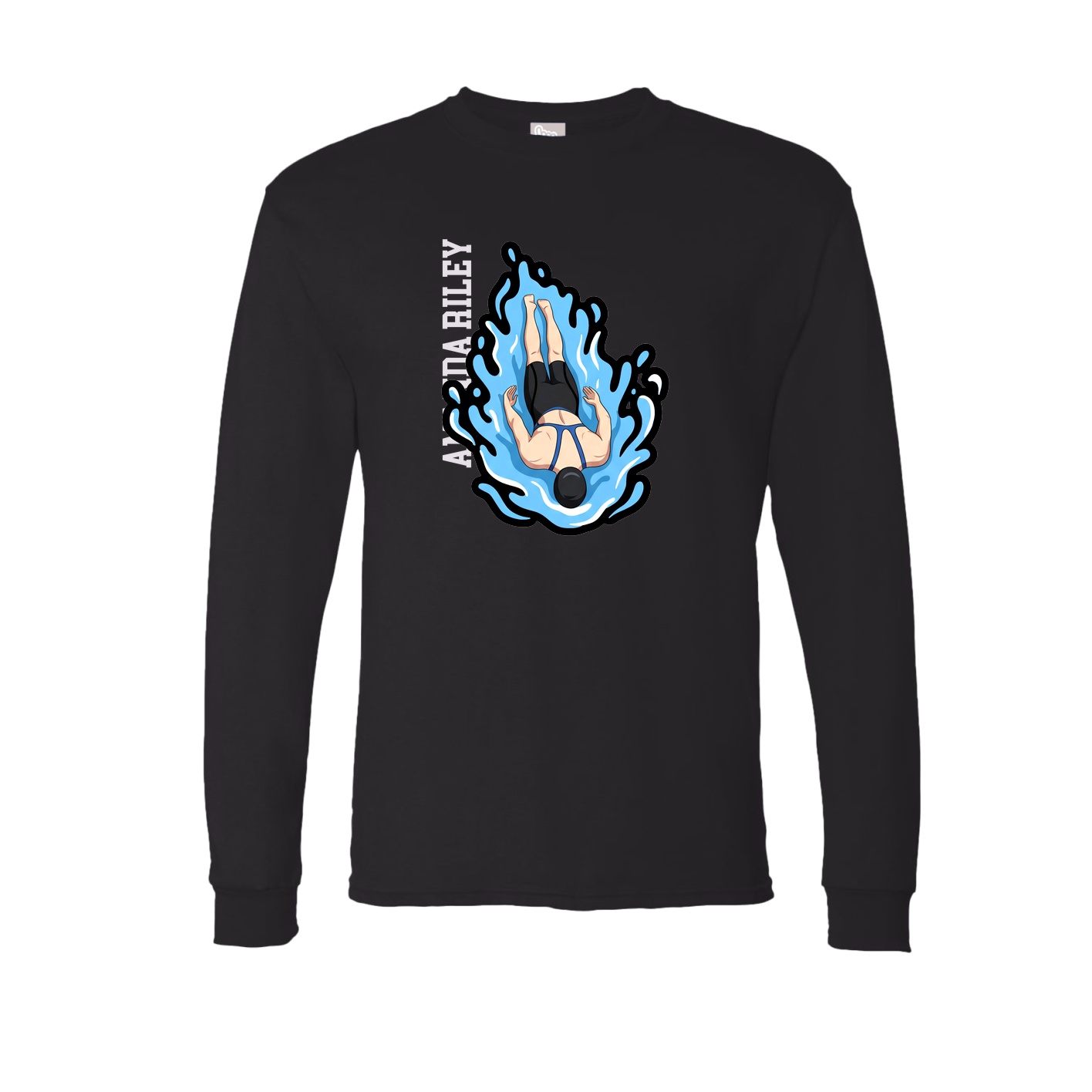 Long Sleeve Tee — Name Vertical in Black