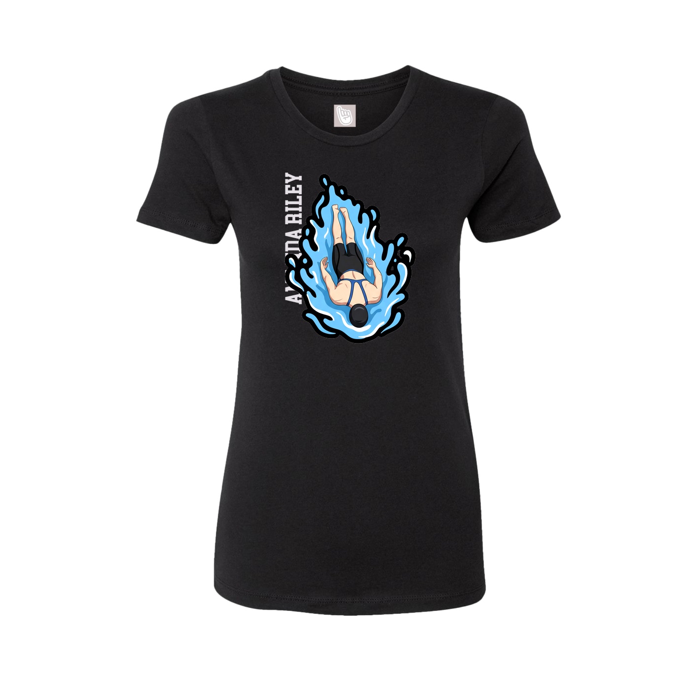 Womens Tee — Name Vertical in Black