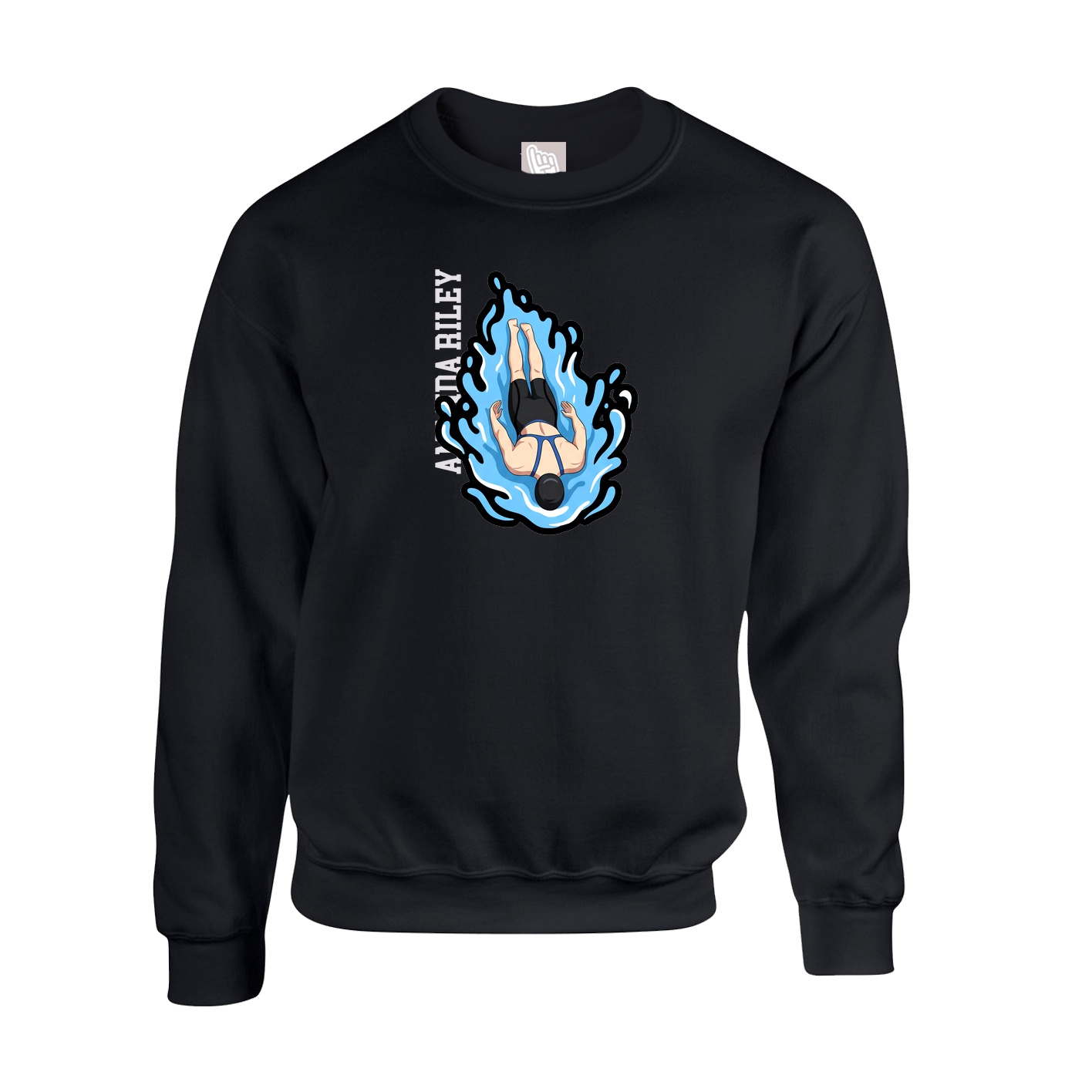 Fleece Crew — Name Vertical in Black