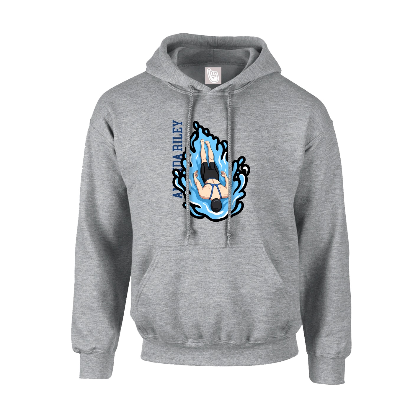 Youth Hoodie — Name Vertical in Grey