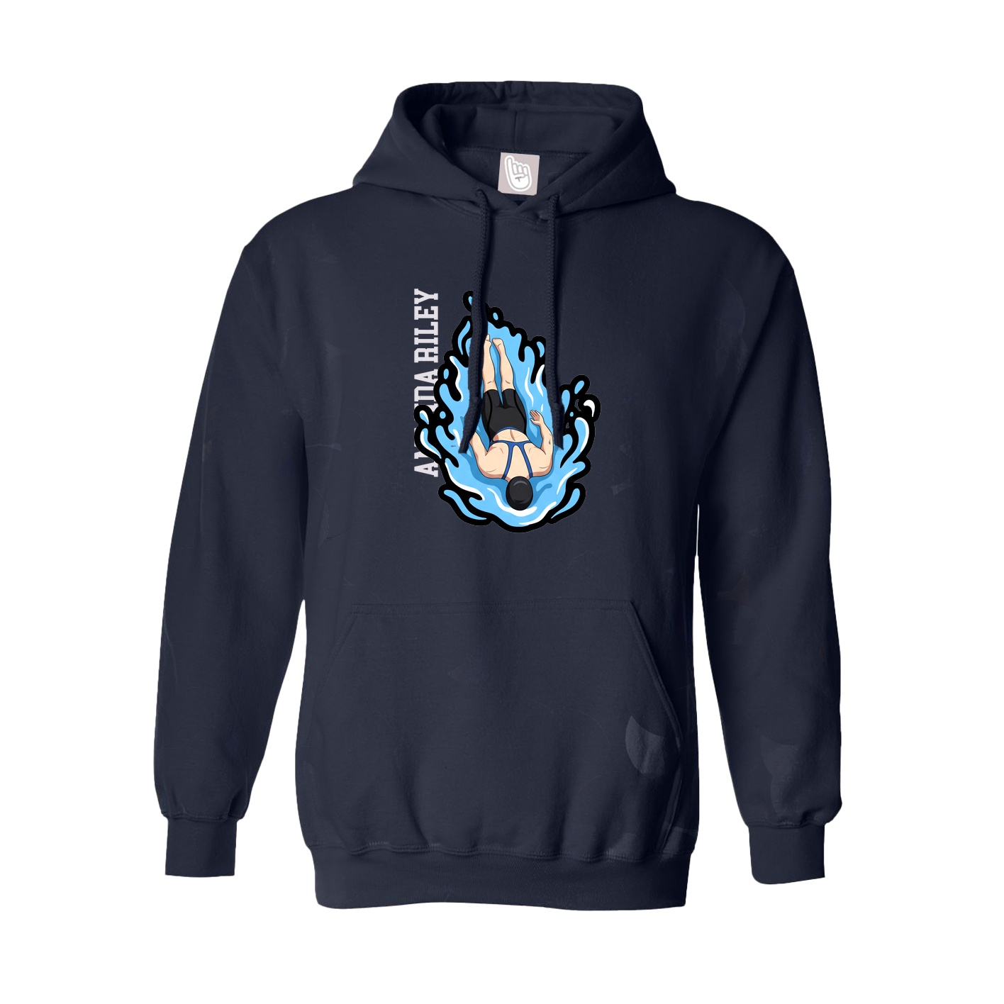 Youth Hoodie — Name Vertical in Navy
