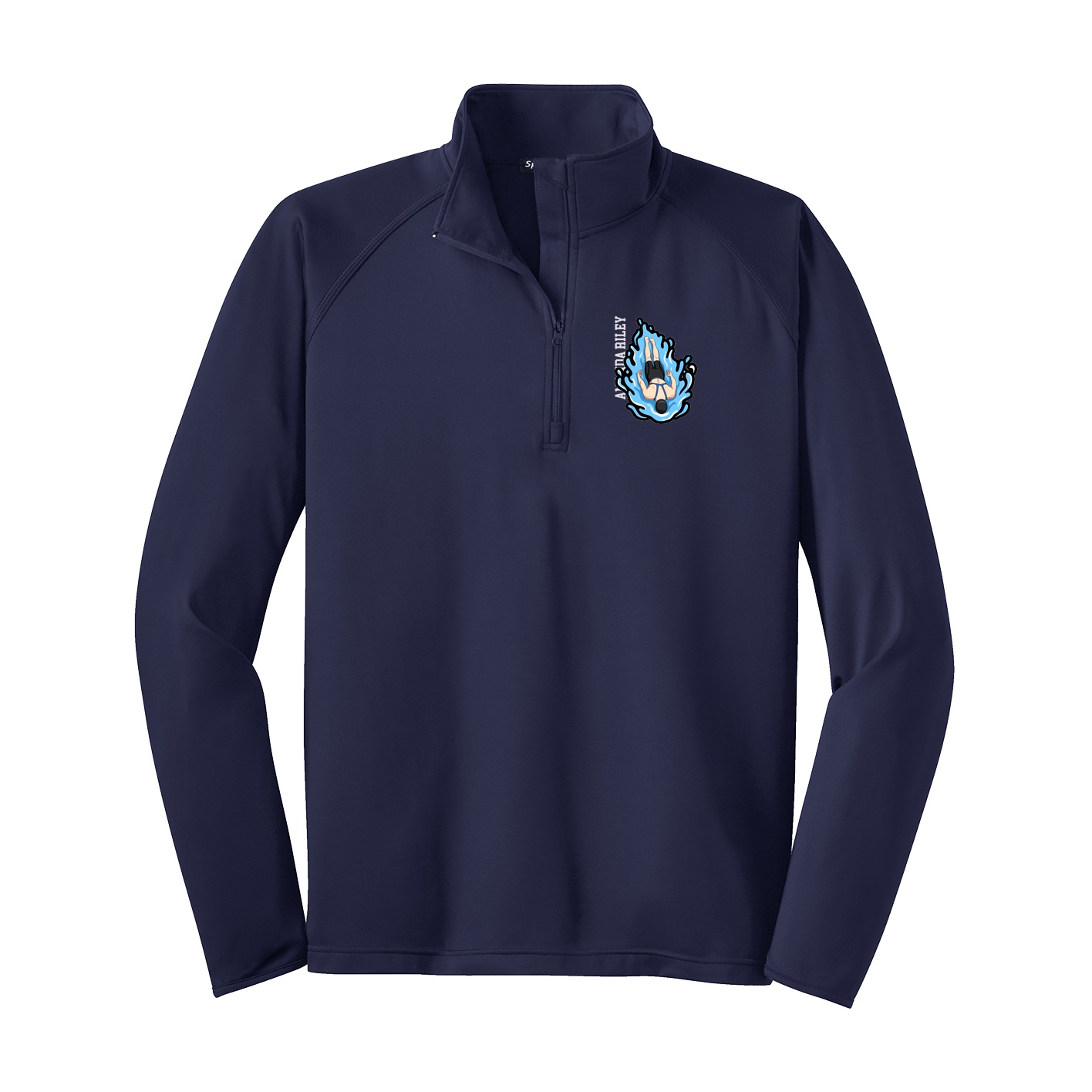 Q-Zip Pullover — Name Vertical in Navy