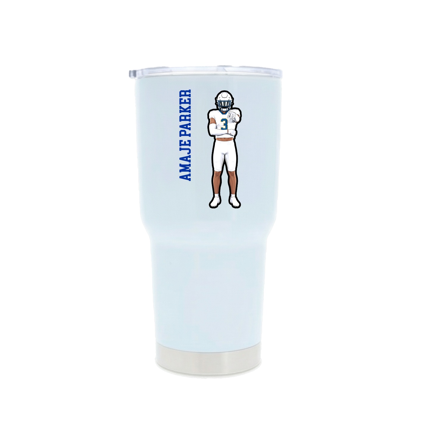 30oz Stainless Steel Tumbler — Name Vertical in White