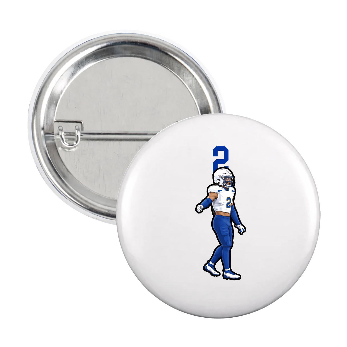 Game Day Button — Number Top in White