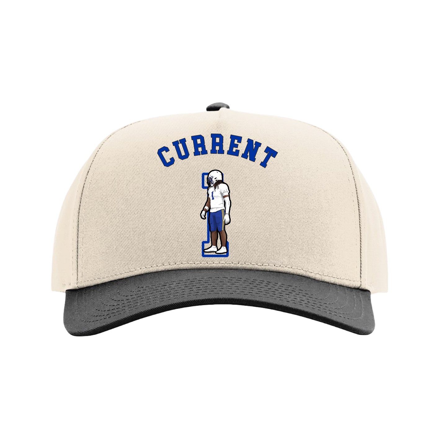 Full Fabric Five-Panel Champ Cap — Shirsey Arch in Cream/Black