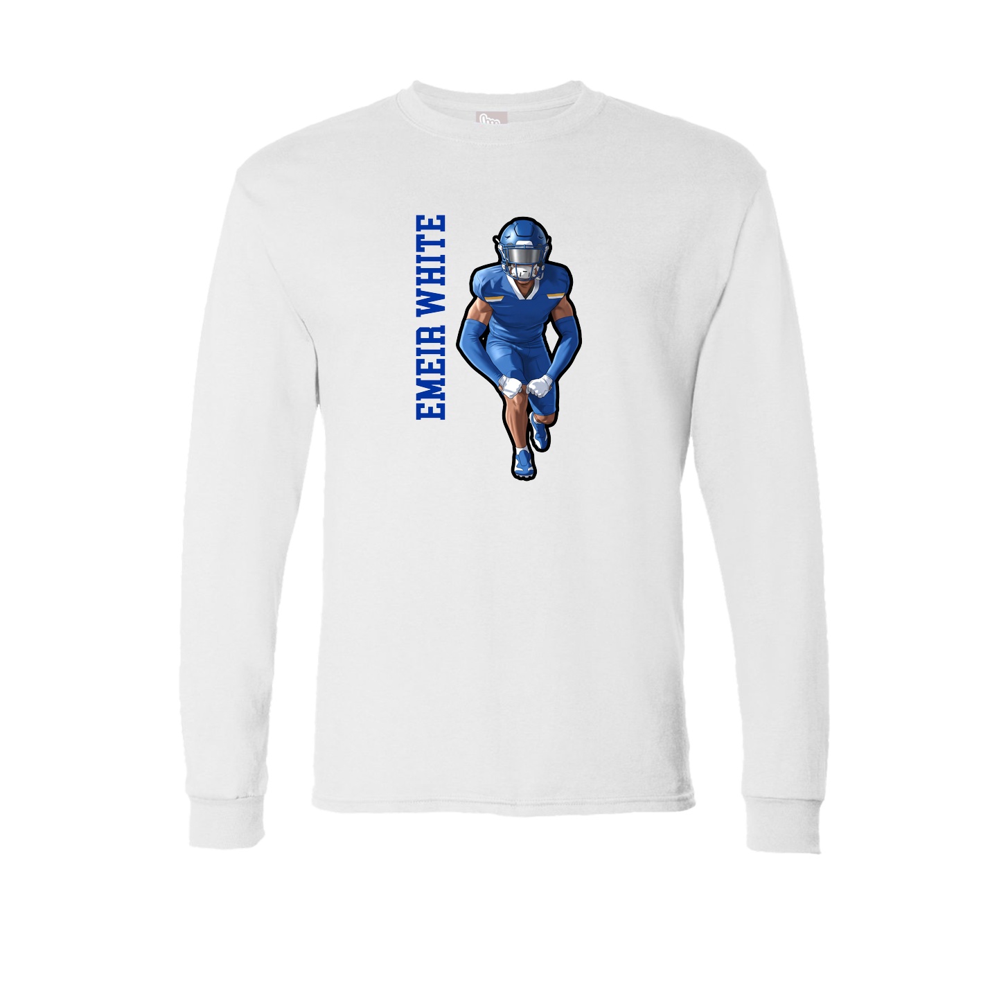 Long Sleeve Tee — Name Vertical in White