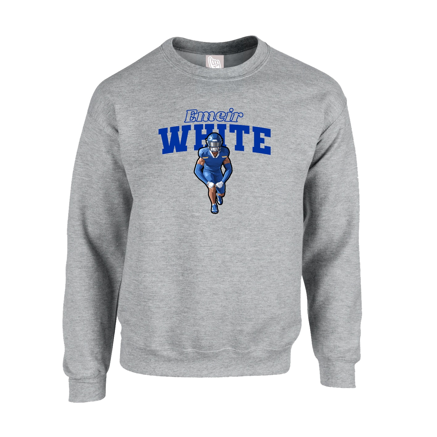 Fleece Crew — Name Arch in Grey