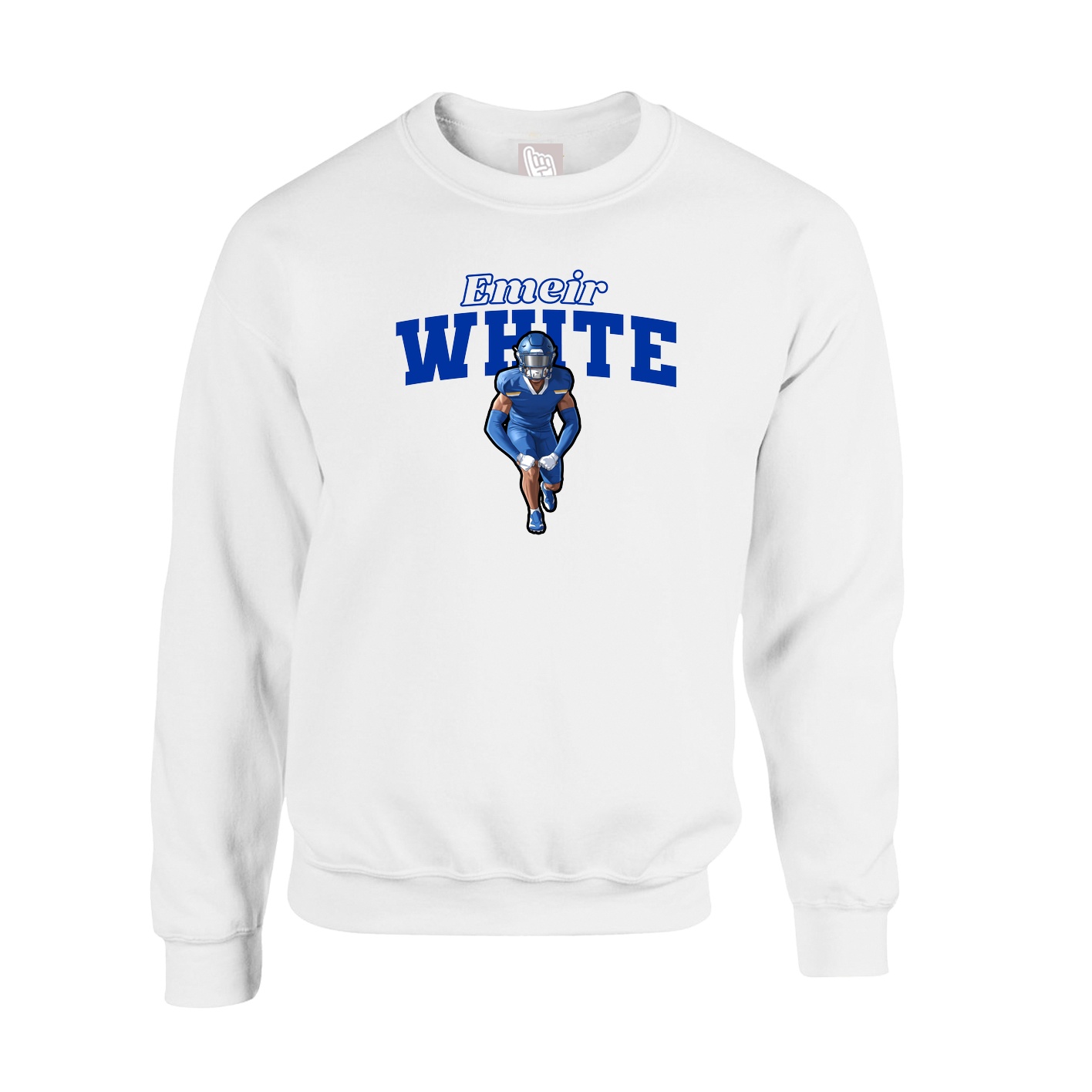 Fleece Crew — Name Arch in White