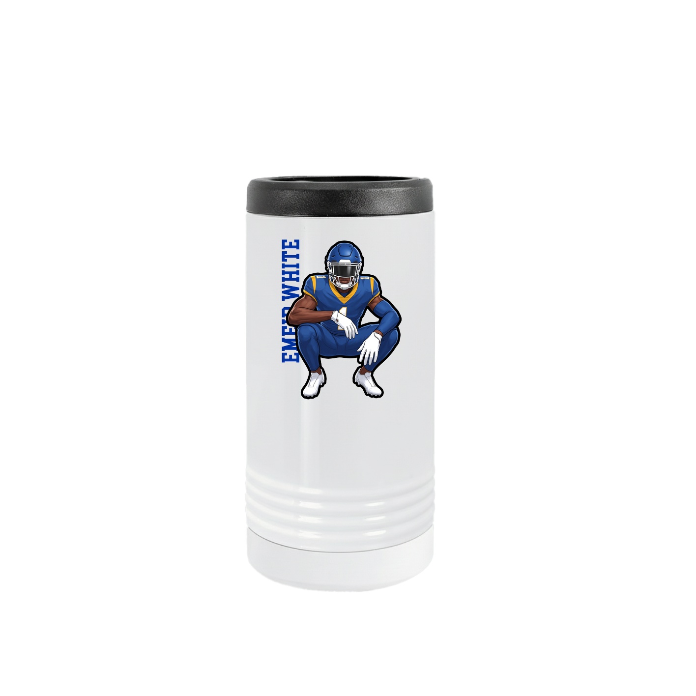 Slim Beverage Holder — Name Vertical in White