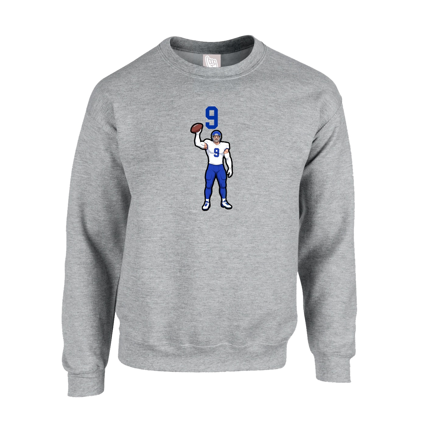 Fleece Crew — Number Top in Grey