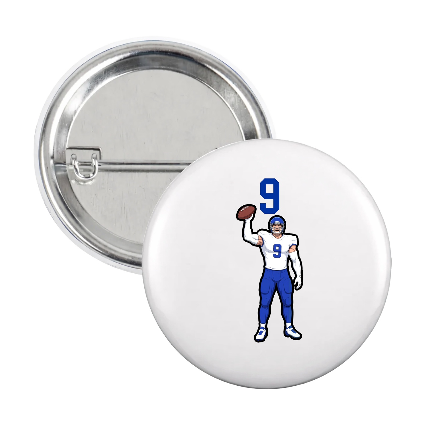 Game Day Button — Number Top in White