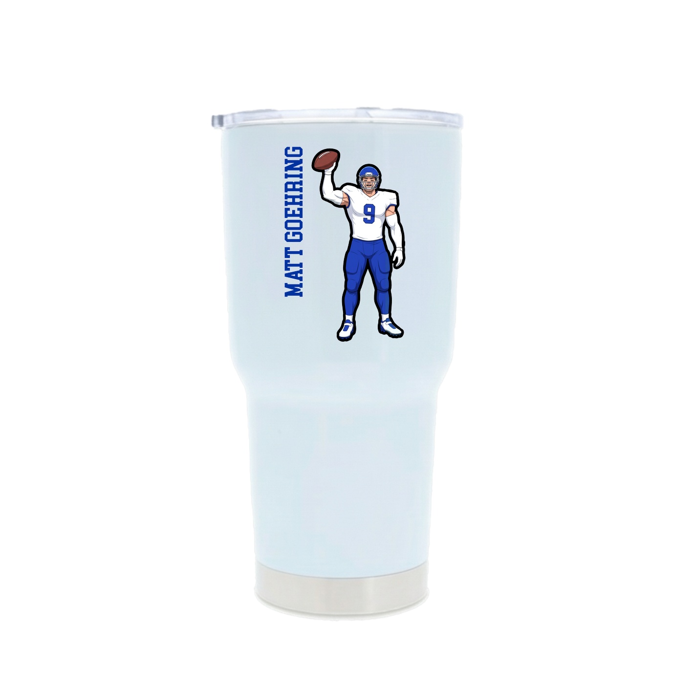 30oz Stainless Steel Tumbler — Name Vertical in White