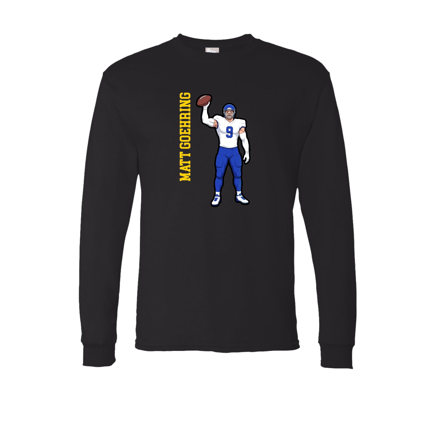 Long Sleeve Tee — Name Vertical in Black