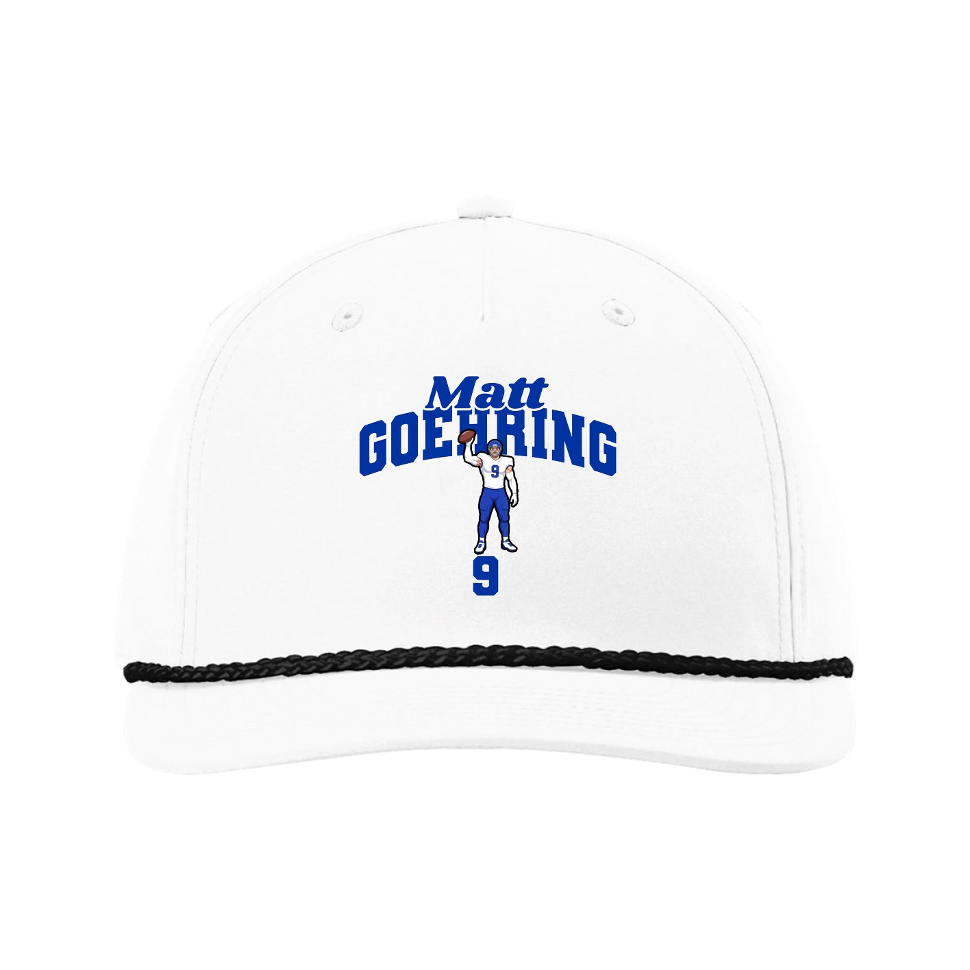 Five-Panel Classic Rope Cap — Signature Arch in White
