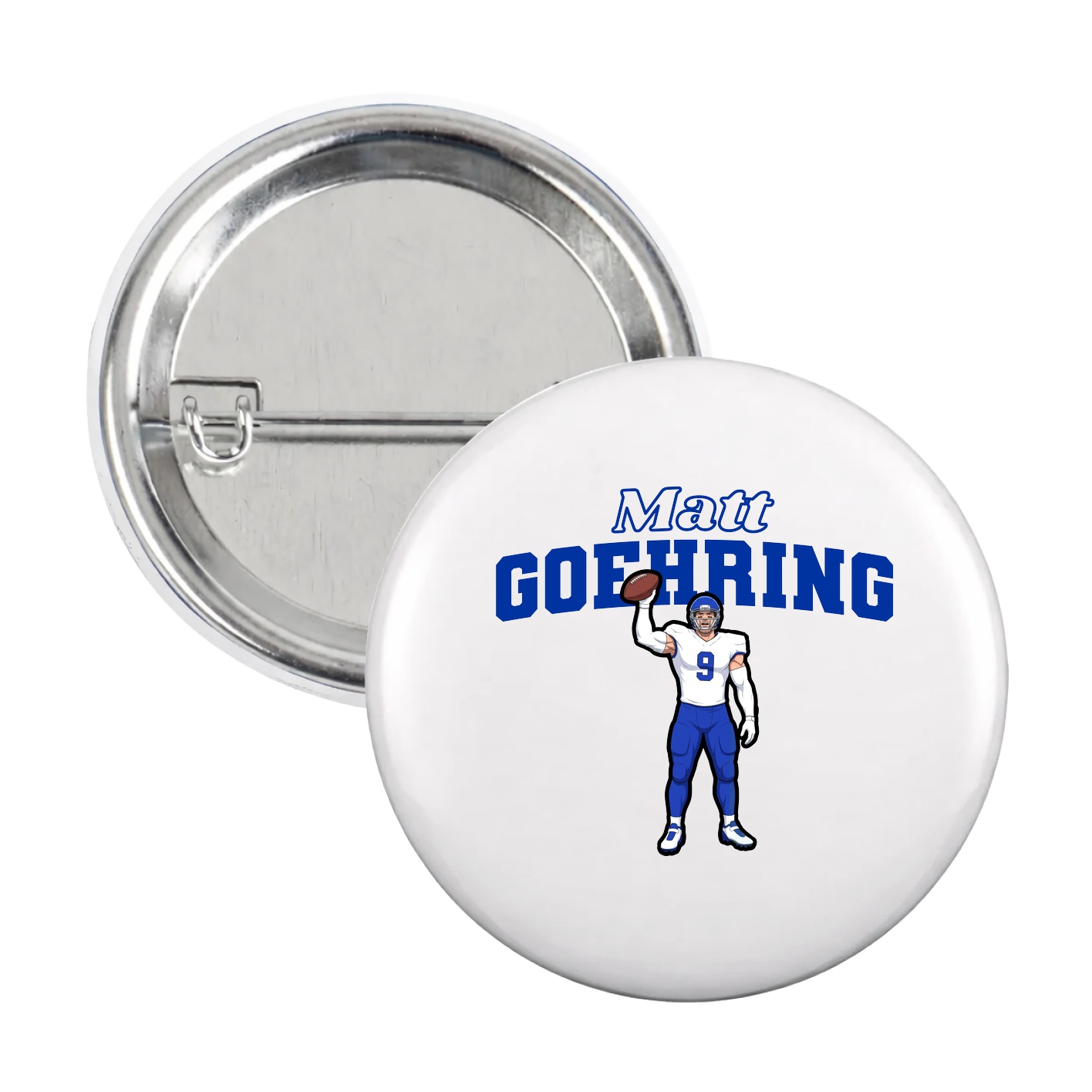 Game Day Button — Name Arch in White