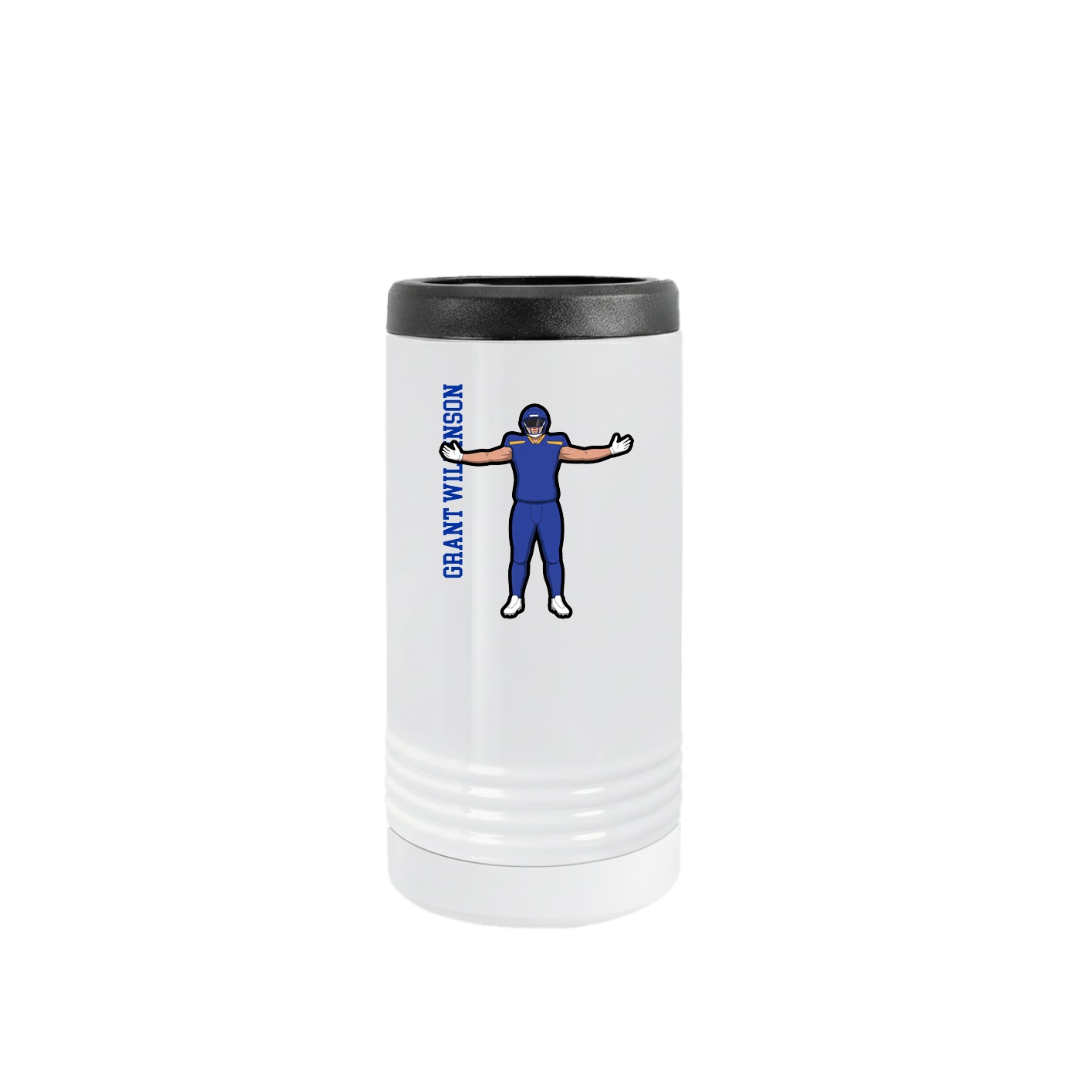 Slim Beverage Holder — Name Vertical in White