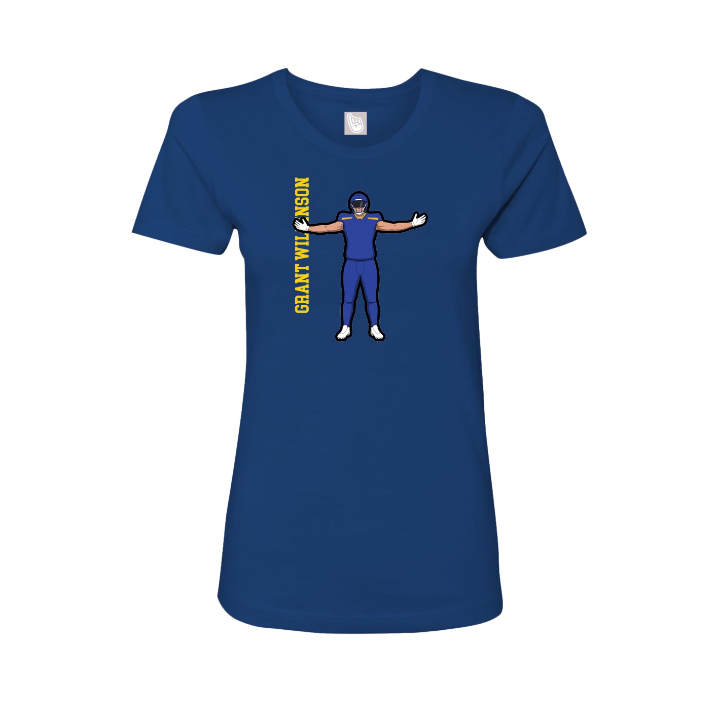 Fitted Women's Tee — Name Vertical in Royal