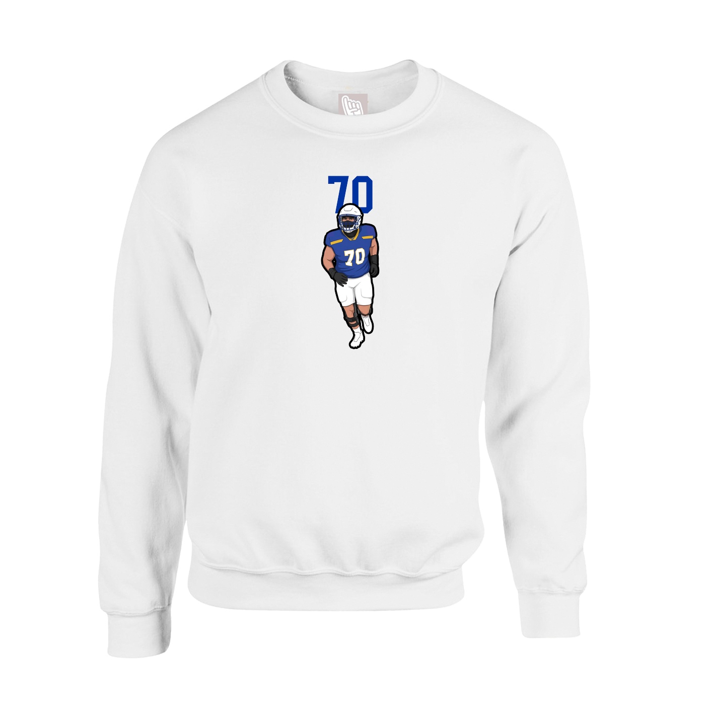 Fleece Crew — Number Top in White