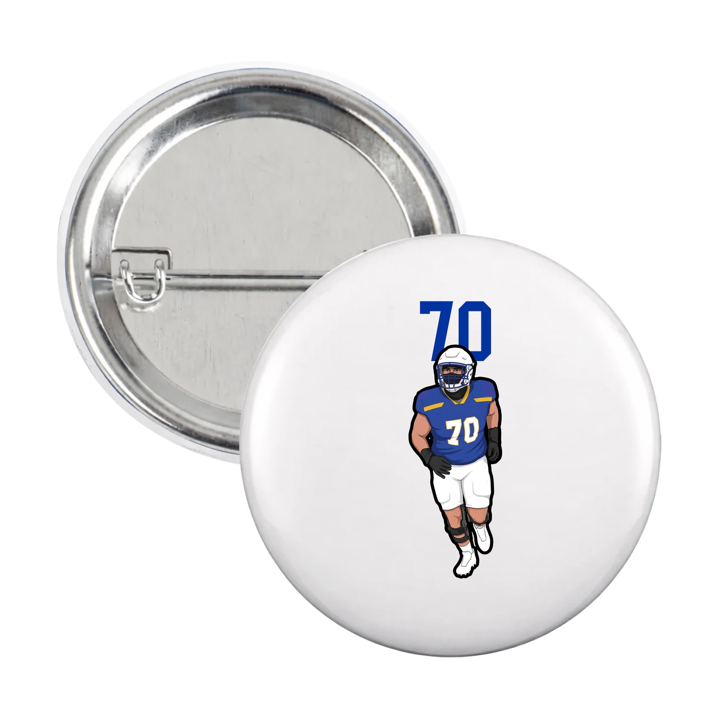 Game Day Button — Number Top in White