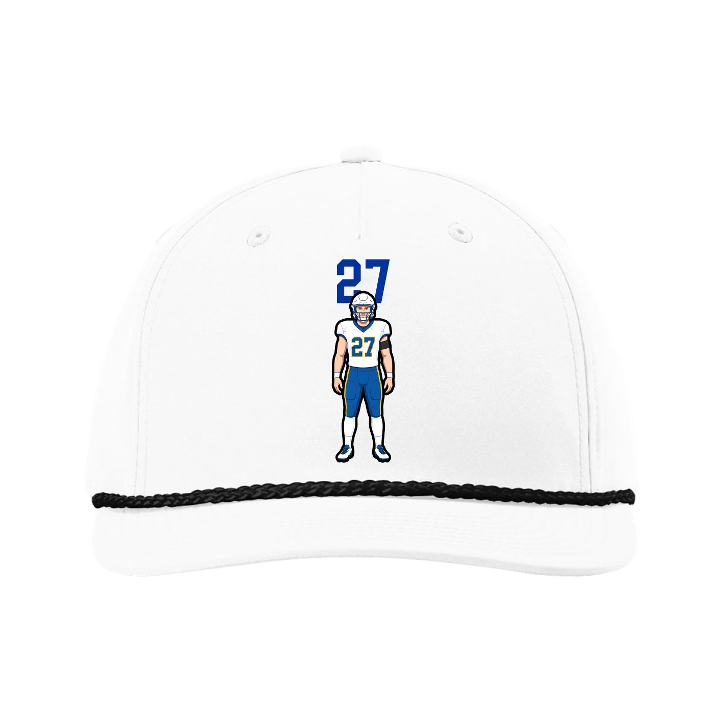 Five-Panel Classic Rope Cap — Number Top in White