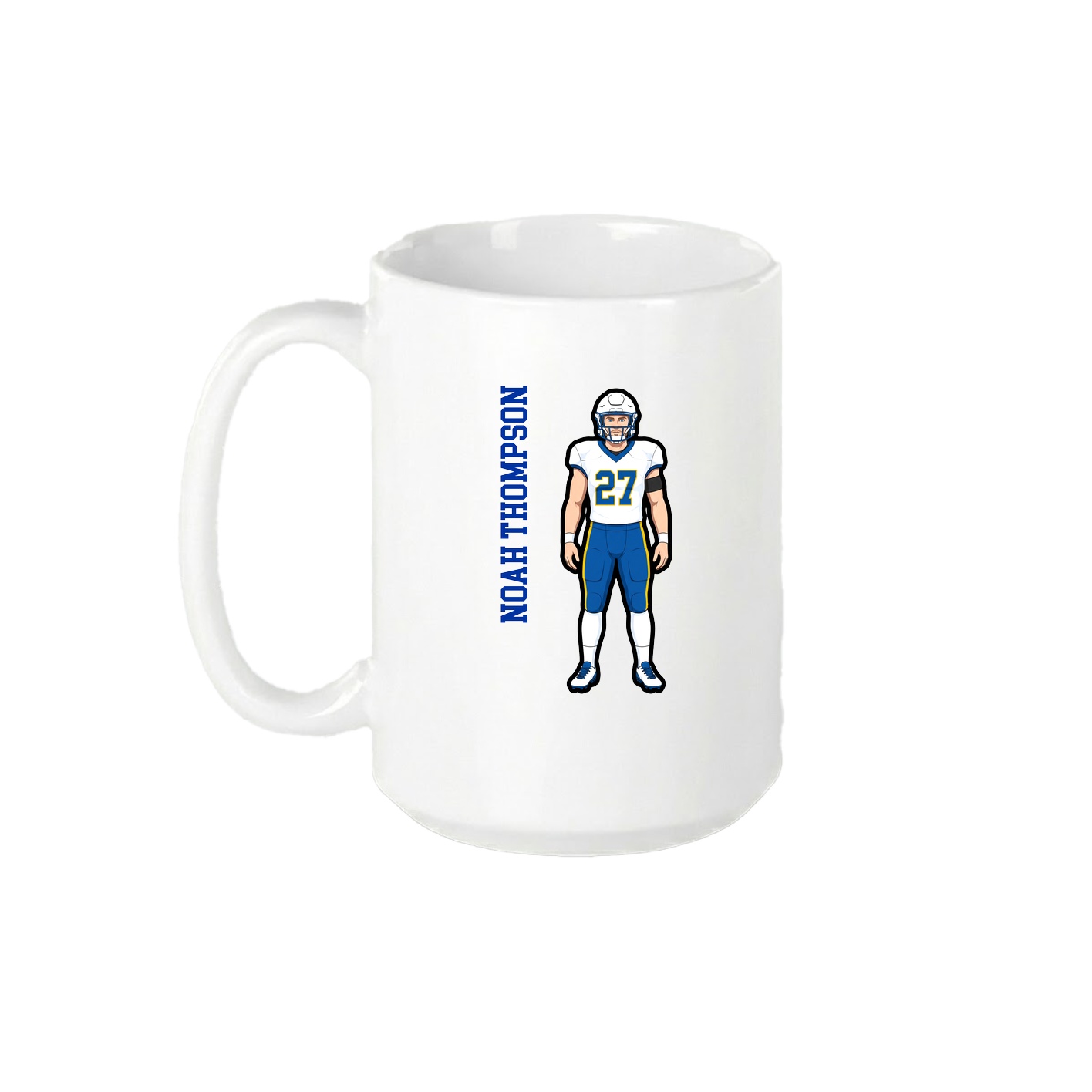 15oz Coffee Mug — Name Vertical in White