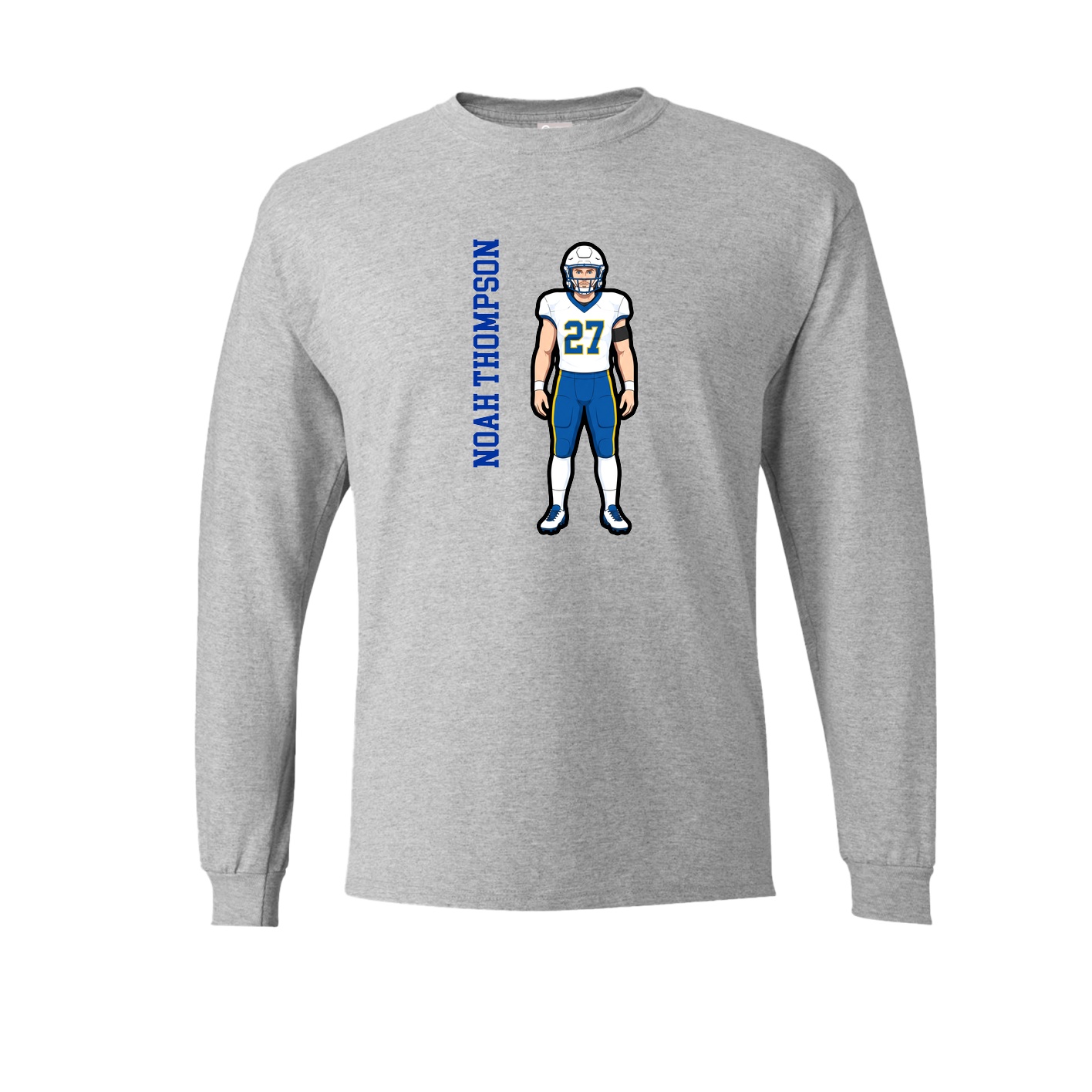 Long Sleeve Tee — Name Vertical in Grey