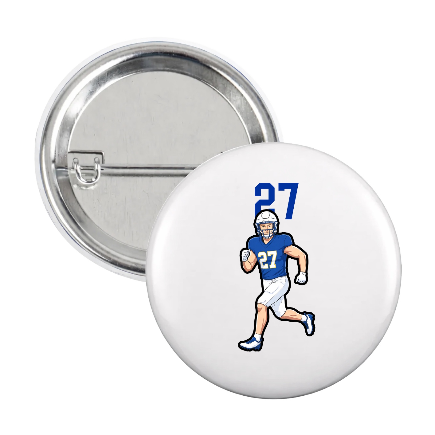 Game Day Button — Number Top in White