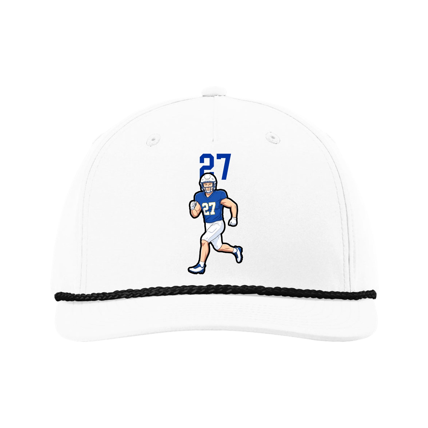 Five-Panel Classic Rope Cap — Number Top in White