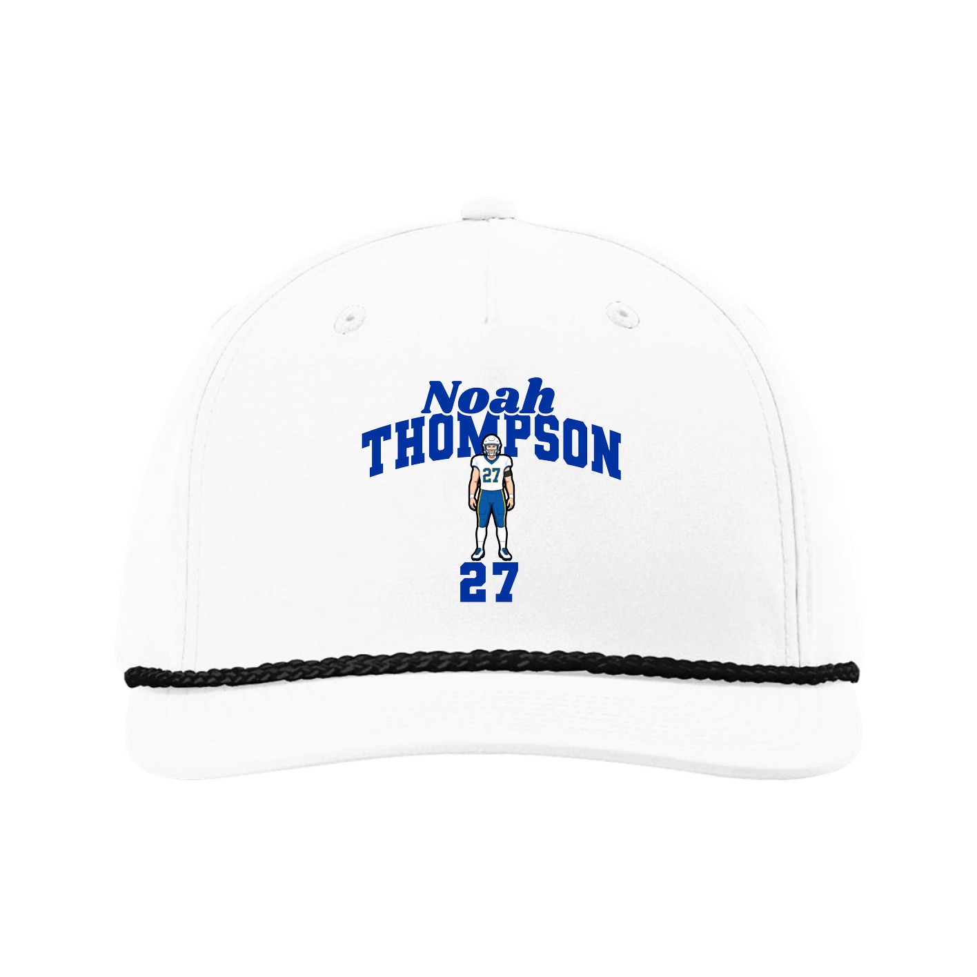 Five-Panel Classic Rope Cap — Signature Arch in White