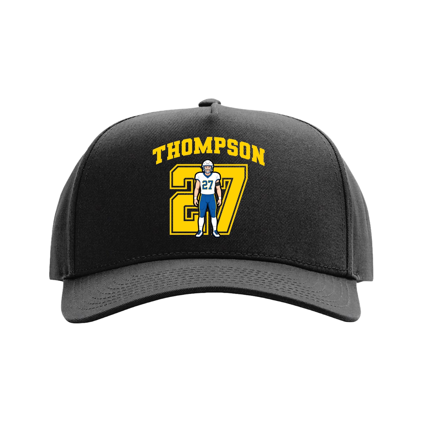Full Fabric Five-Panel Champ Cap — Number in Black