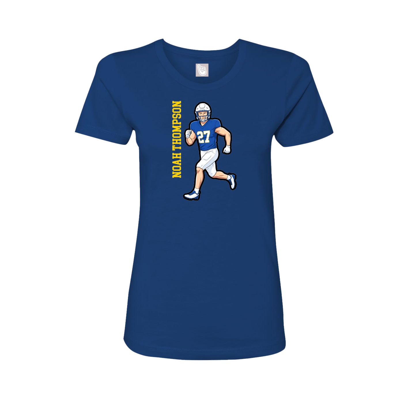 Fitted Women's Tee — Name Vertical in Royal