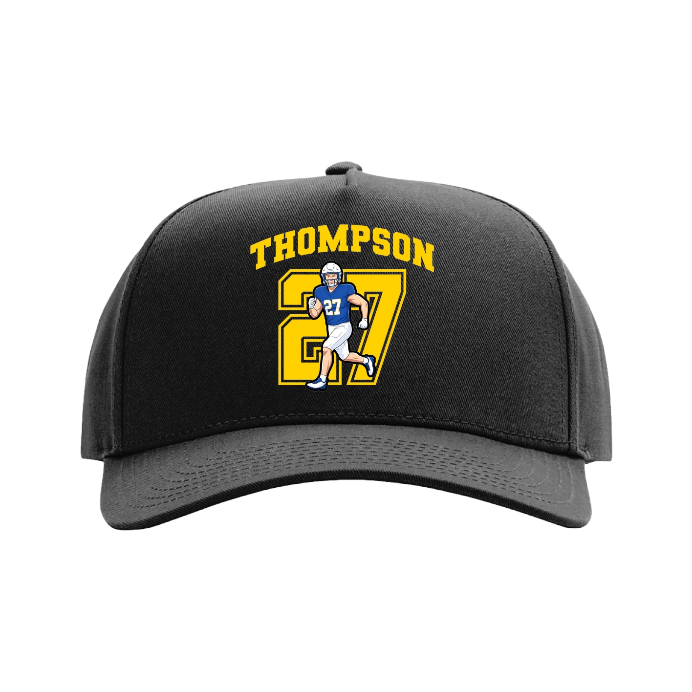 Full Fabric Five-Panel Champ Cap — Number in Black