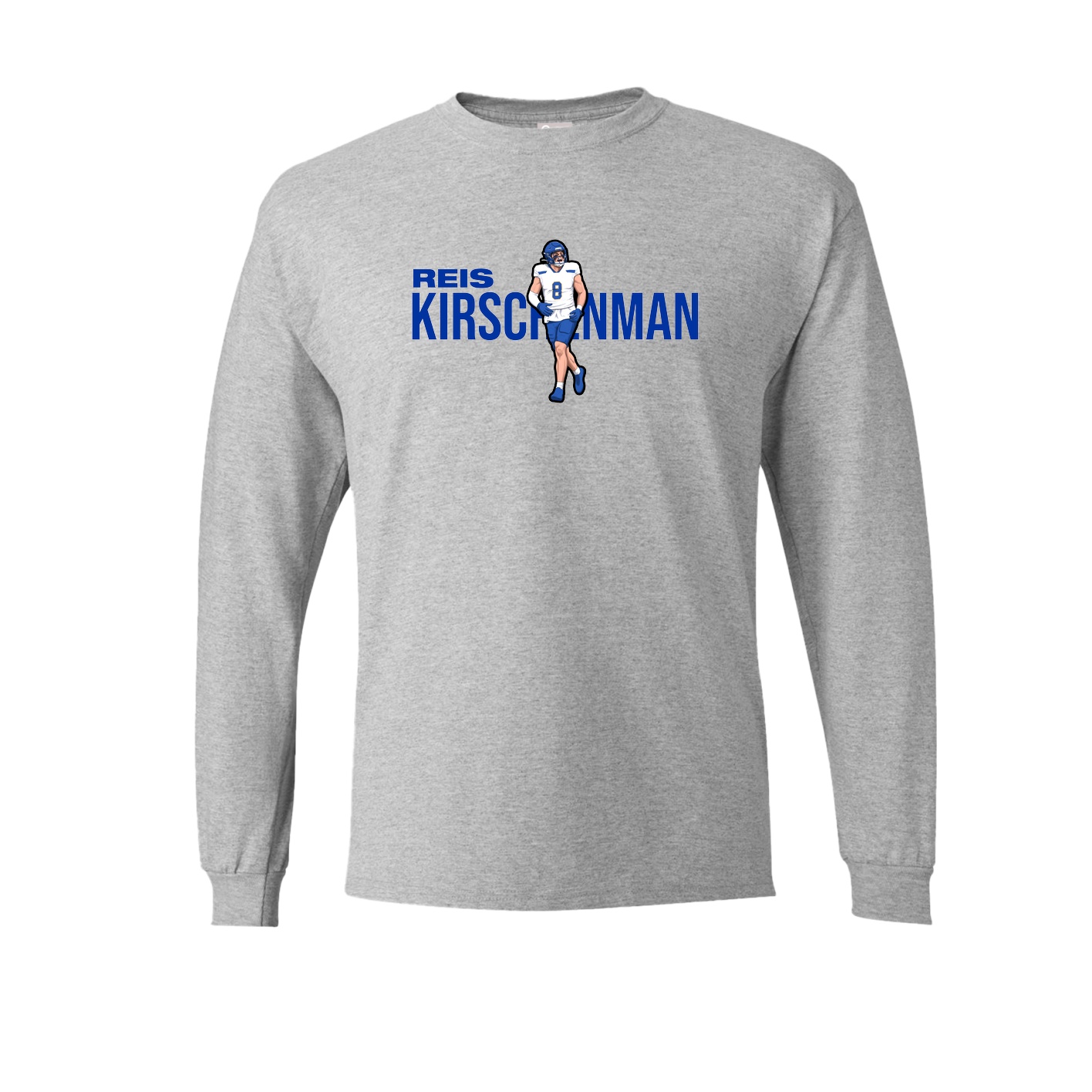 Long Sleeve Tee — Player Name in Grey