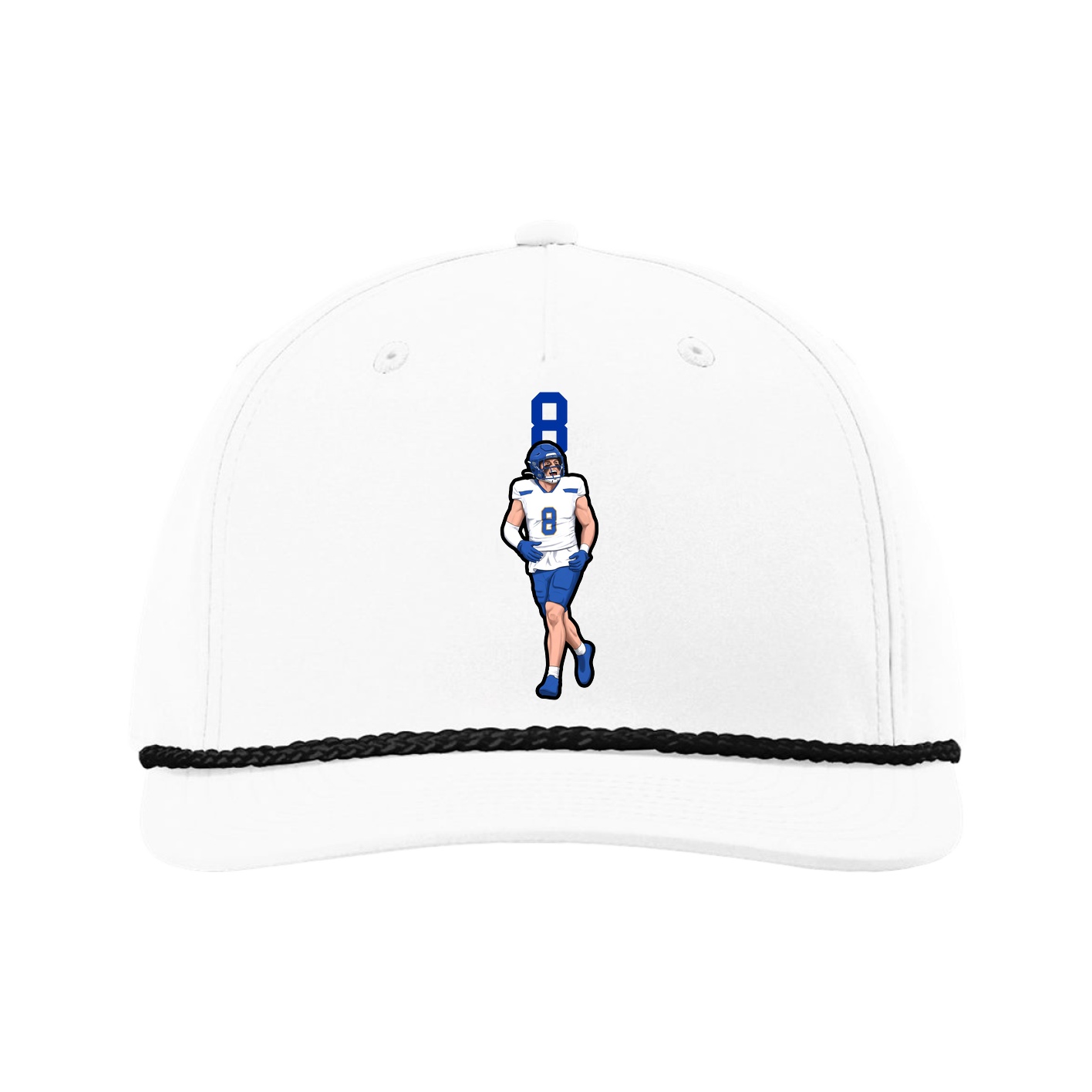 Five-Panel Classic Rope Cap — Number Top in White