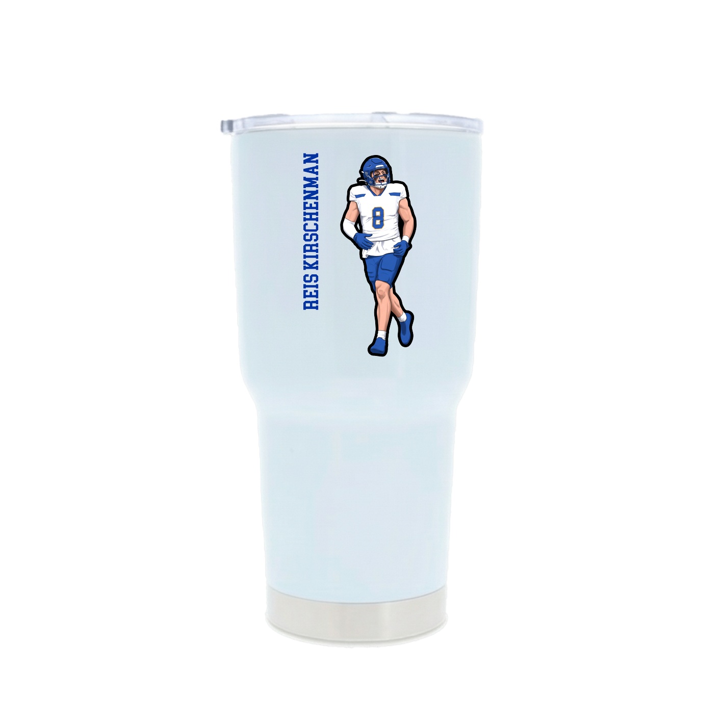30oz Stainless Steel Tumbler — Name Vertical in White