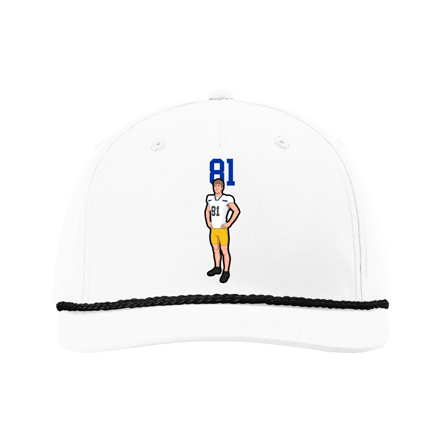 Five-Panel Classic Rope Cap — Number Top in White