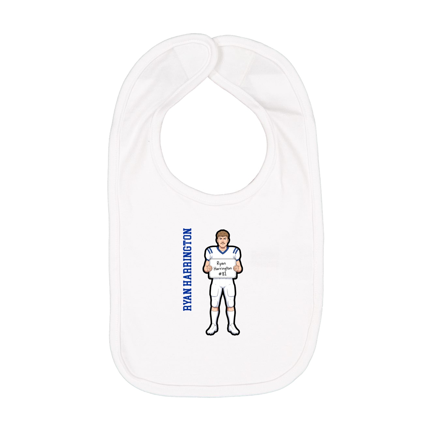 Infant Bib — Name Vertical in White