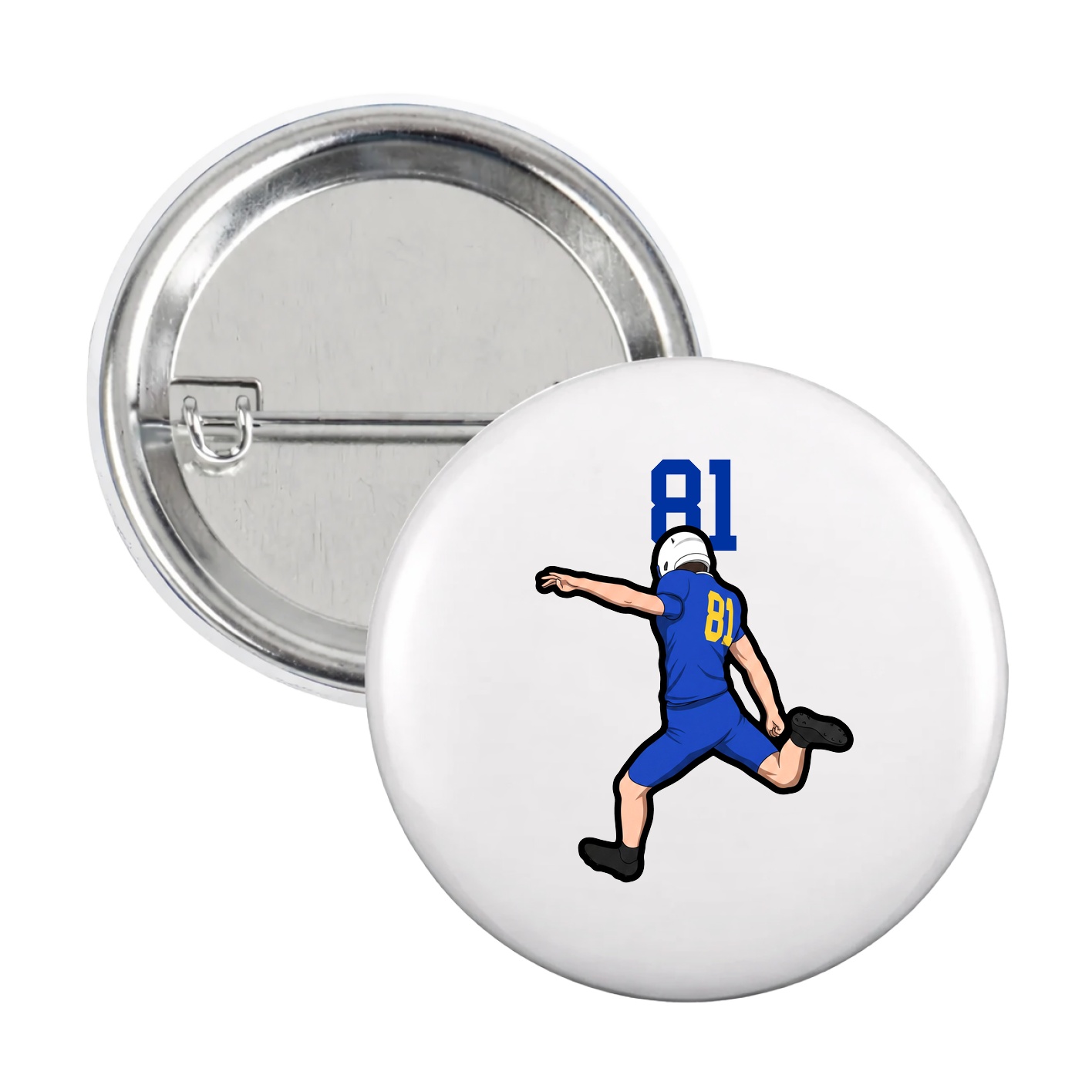 Game Day Button — Number Top in White