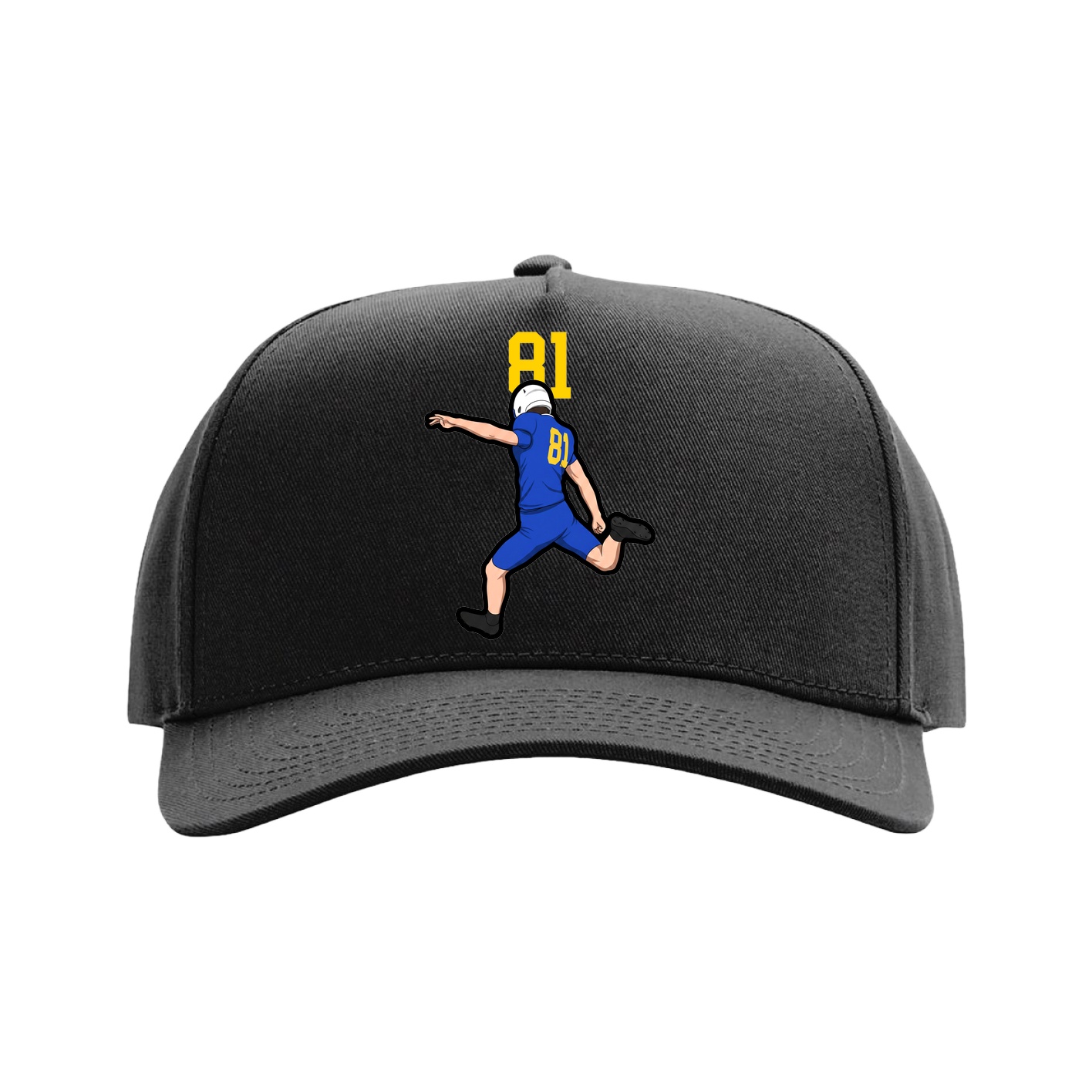 Full Fabric Five-Panel Champ Cap — Number Top in Black