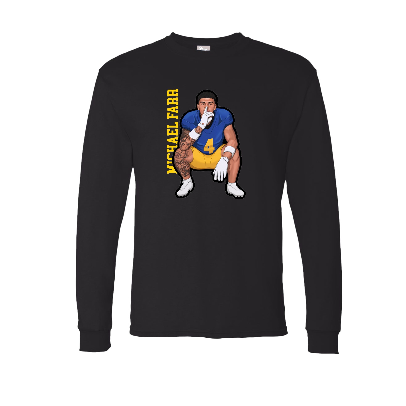 Long Sleeve Tee — Name Vertical in Black