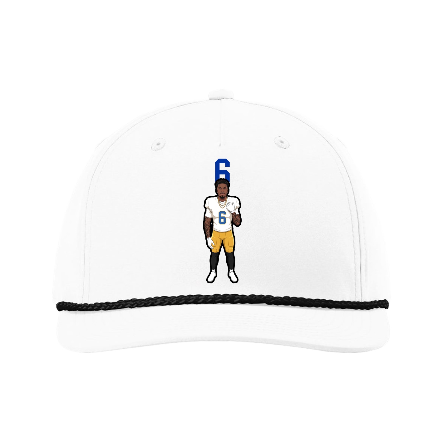 Five-Panel Classic Rope Cap — Number Top in White