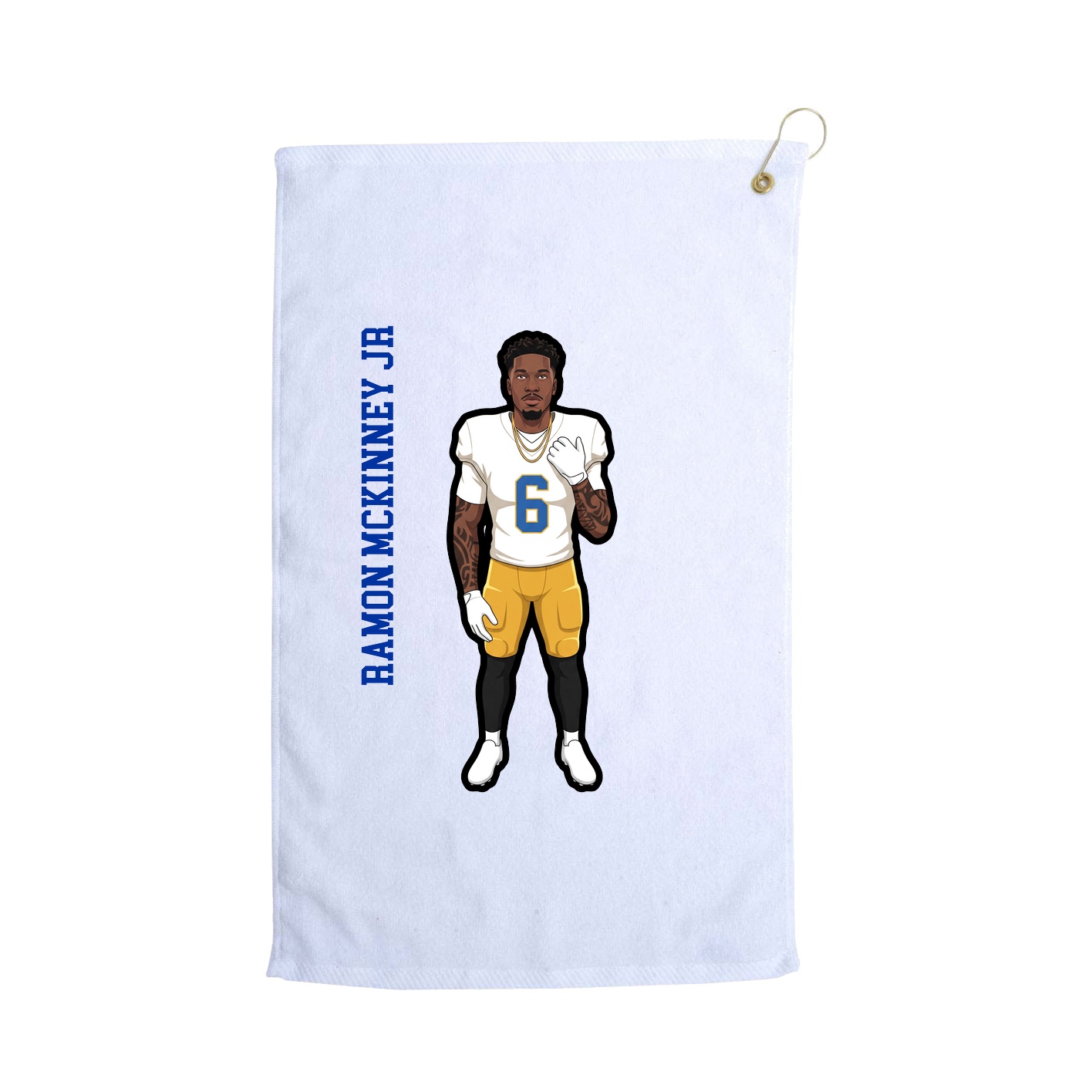 Golf Towel — Name Vertical in White